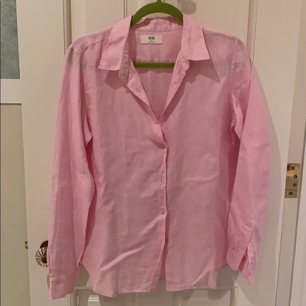 Linen Unisex Semi-Transparent Pink Shirt